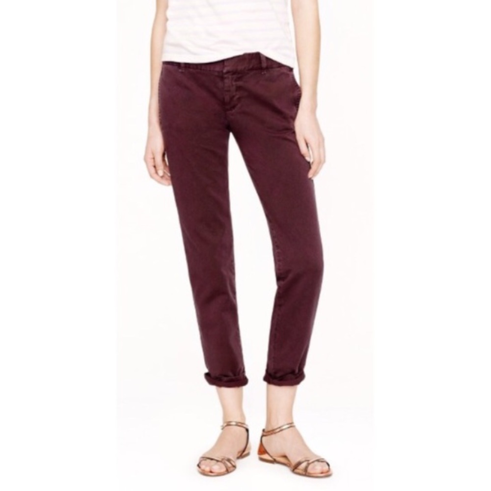 J. Crew Women's Straight Leg Pants in Burgundy